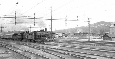 Ånglok, tåg, järnväg. Inlandsexpressen.