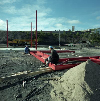 Ny servicehall i vitåfors under uppbyggnad.