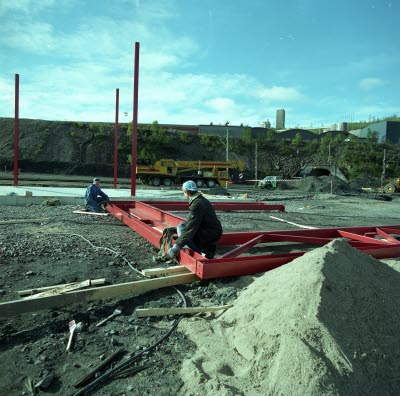 Ny servicehall i vitåfors under uppbyggnad.