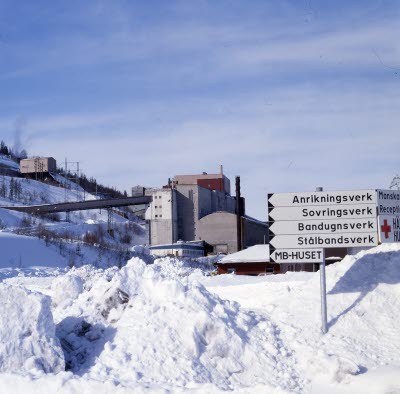 LKAB industriområde. Vägvisare. Vägskyltar.