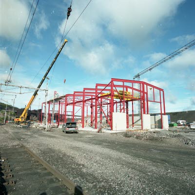 Ny servicehall i vitåfors under uppbyggnad.