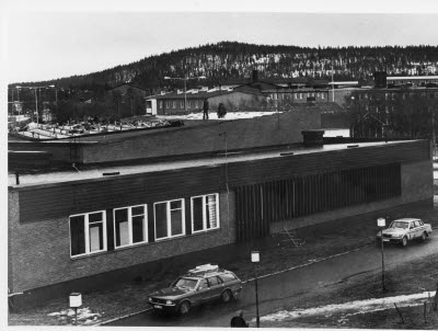Sjöparksskolan, Gällivare. Skadat tak efter stormen 23-24/10 1983.