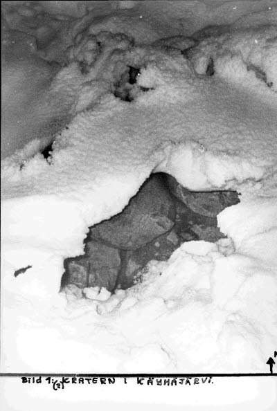 Kratern i Käymäjärvi, Pajala kommun. Meteoritnedslag.