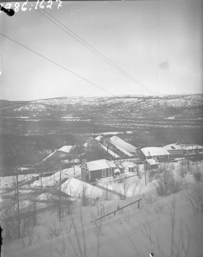 LKAB industriområde. Sovringsverk, gruvstuga, bostadshus.