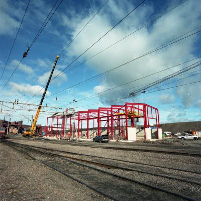 Ny servicehall i vitåfors under uppbyggnad.