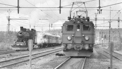 Ånglok, tåg, järnväg. Inlandsexpressen.