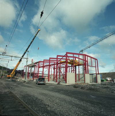 Ny servicehall i vitåfors under uppbyggnad.