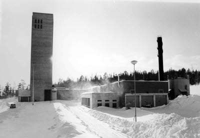 Baronlaven, Malmberget. LKAB. Överbyggnad gruvschakt; gruvspel; hiss.