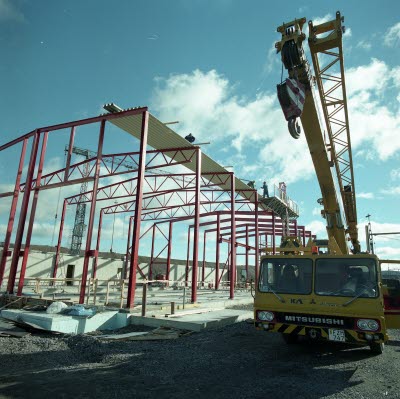 Ny servicehall i vitåfors under uppbyggnad.