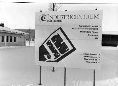 Orienteringstavla över industricentrum, Gällivare.