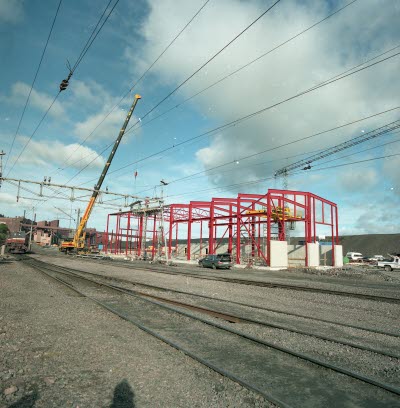Ny servicehall i vitåfors under uppbyggnad.