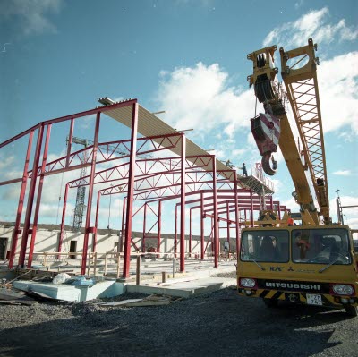 Ny servicehall i vitåfors under uppbyggnad.