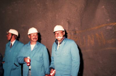 Näringsminister Per Westerberg på besök hos LKAB i Malmberget 1994-08-16.