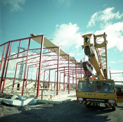 Ny servicehall i vitåfors under uppbyggnad.
